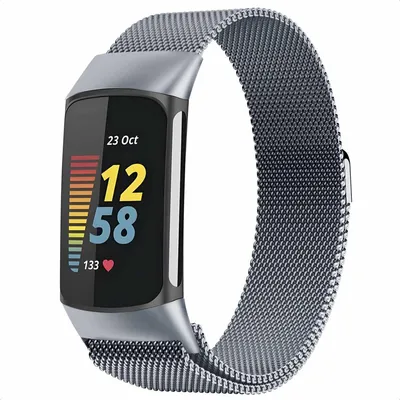 Productafbeelding van imoshion Milanees magnetisch bandje voor de Fitbit Charge 5 - Maat S - Space Grey