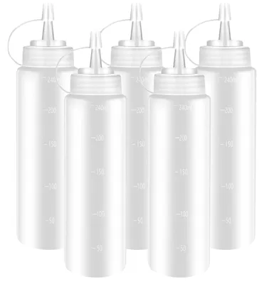 Produktbild von Quetschflasche Saucenflasche Dosierflasche - 240 ml - 5 Stück - BPA-frei - Mit Maßanzeige