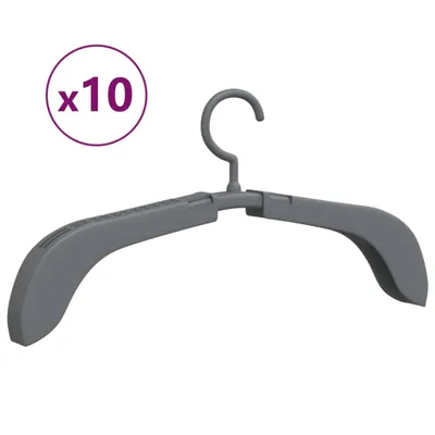 A single gray clothes hanger is shown against a white background.