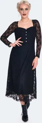 Produktbild von Voodoo Vixen Mittellanges Kleid Damen Vintage Style Lace Midi Dress schwarz XS