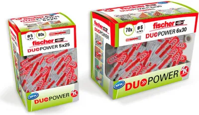 Image de Chevilles Duopower 5x25 Fischer Fixation Polyvalente Bi-matière - Fischer