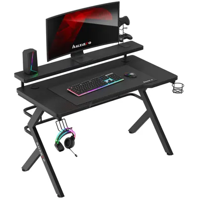 Produktbild von Huzaro Hero 5.0 | Gaming Schreibtisch Computertisch Bürotisch | Arbeitszimmer Gamer | Monitorständer Carbon Tischplatte | 120 x 60 | Schwarz