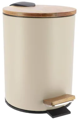 Produktbild von Tendance Badezimmereimer/Abfalleimer Bamboo vibe - soft close - creme - 3 Liter - Metall