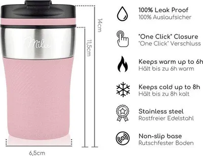 Zdjęcie produktu dla Termos na wynos ze stali nierdzewnej, kubek podróżny, 210 ml