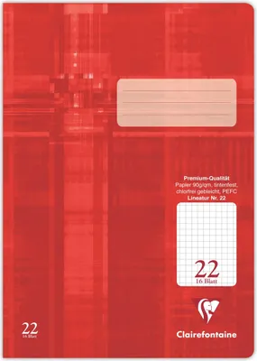 Produktbild von Clairefontaine 25x Schulheft DIN A4 32 Blatt Lineatur kariert 5x5mm Rot 331622C