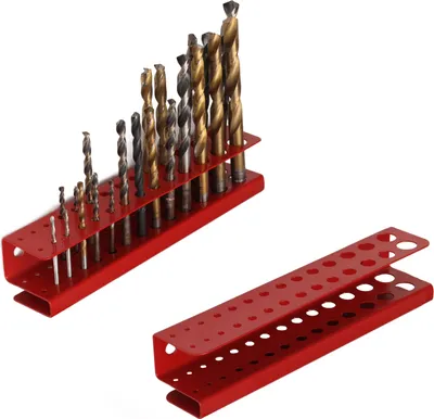Produktbild von botle® Metall-Bohrerhalter für 28 Bohrer, Rot - Halterung für Lochwand, Werkstatt & Garage, Länge 19 cm, robuste Stahlkonstruktion für Spiralbohrer