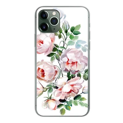 Produktbild von MuchoWow® Handyhülle Schutzhülle Hülle für iPhone 11 Pro Aquarell - Rosen - Blumen Silikon Softcase Handy Hülle - Handy