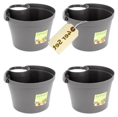 Produktbild von 4er Set Fallrohr Blumentopf Fallrohr Blumentopf für Regenrohr Regenrinne Säule Pfosten Abflussrohr Hängetopf Pflanztopf Pflanzgefäß Grau 22x22x15 cm