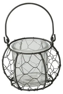 Produktbild von Windlicht Lulu Korb Eisen Glaseinsatz 2 tlg H 10 cm