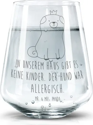 Produktbild von Mr. & Mrs. Panda Glas Mops Krone - Transparent - Geschenk, getränkebecher, Trinkglas, Königlich, Haha, Glasbecher, König, Allergisch, Hund, Tumbler, Sprüche, Trinkgefäß