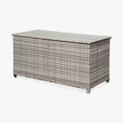 Produktbild von sweeek - Gartenkiste aus Polyrattan 162x82cm - Grautöne