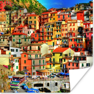 Produktbild von MuchoWow® Poster Bunte Häuser in den Bergen von Cinque Terre 50x50 cm - Wohnzimmerdekoration