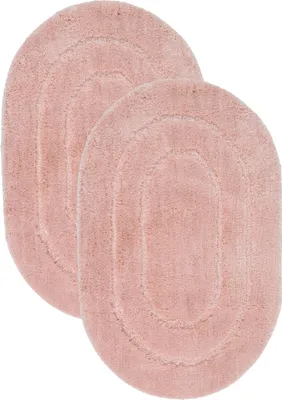 Produktbild von Badematten Set - 2-Teilig - 40x60 cm - Rosa - Oval - Weiche Badvorleger - Rutschfest - Waschbar - Saugfähige Badematten