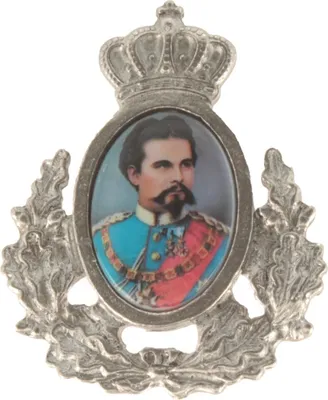 Hutanstecker König Ludwig II. mit Ehrenkranz von Hut-Breiter in bunt