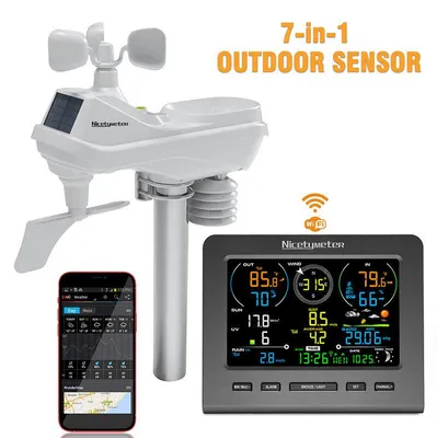 Immagine prodotto di Stazione meteorologica 7-in-1 – Stazione meteorologica digitale con Wi-Fi e sensore esterno per misurazioni precise