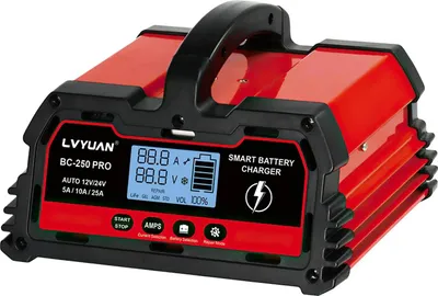 Zdjęcie produktu dla Ładowarka samochodowa – inteligentna ładowarka 12 V/24 V – wyświetlacz LCD – 8-stopniowe inteligentne ładowanie – do akumulatorów kwasowo-ołowiowych – ciemnoszara