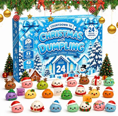 Produktbild von Squishy Adventskalender,Dumpling Weihnachtskalender für 24 Tage,Kinder Spielzeug Countdown-Kalender TPR mit Fidget Spielzeug,Sammelfiguren