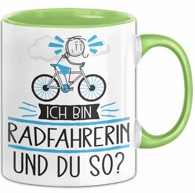Produktbild von Radfahrerin Tasse Geschenk Ich Bin Radfahrerin Und Du So Geschenkidee Lustiger Spruch Becher (Grün)
