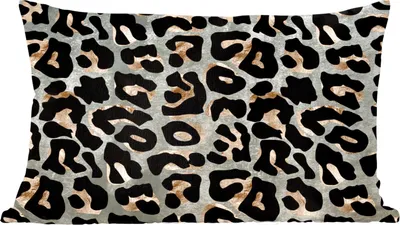 Produktbild von MuchoWow® Zierkissen Sofakissen Wohnzimmer Dekokissen 50x30 cm Pantherdruck - Schwarz - Braun - Luxus - Wohnzimmerdekoration - Polster mit Photo