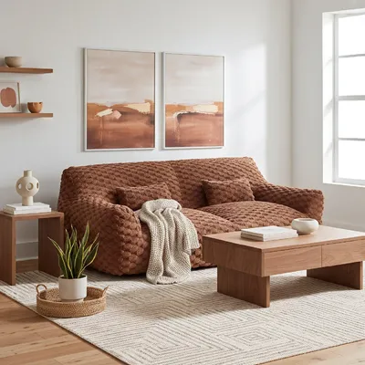 Produktbild von CHITA Sofa aus Fleece, platzsparend, Vakuum-Kompression, Couch 2-Sitzer inkl. 2 Kissen & 1 Decke, kein Aufbau erforderlich