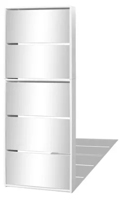 Immagine prodotto di Armadio per scarpe con specchio - 63x17x169,5 cm - bianco - legno - 5 scomparti - salvaspazio