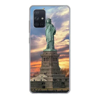 Produktbild von MuchoWow® Handyhülle Schutzhülle Hülle für Samsung Galaxy A51 5G Freiheitsstatue in New York bei Sonnenuntergang Silikon Softcase Handy Hülle - Abbildung