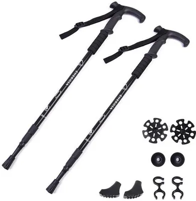 Produktbild von Leichtes Aluminium Trekking Stock Set schwarz für Reisen
