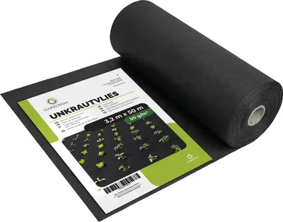 Image de Garronda Toile anti-mauvaises herbes 50 g/m² Noir 3,2 m x 50 m Perméable à l'eau Résistante aux UV Couverture de sol pour parterres et allées GD-0176