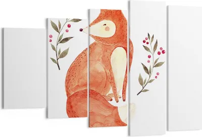Produktbild von Bild auf Leinwand - Leinwandbild - 5 Teile - Nov Illustration Fuchs - 150x100cm - Wand Bild - Wanddeko - Wandbilder - Leinwanddruck - Bilder - Wanddekoration - Leinwand bilder - EG150x100-4862
