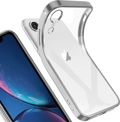Obrázek produktu pro iPhone XR Case, Lehký Transparentní Čirý Gel TPU Silikonový čtvercový Cover Frame Ochranné pouzdro pro iPhone XR Stříbro