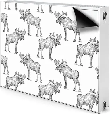 Produktbild von Magnet Radiator Magnet Mat Heizkörperverkleidung Heizkörper-Abdeckung Heizung 90x60 cm  - Elch auf grünem Hintergrund