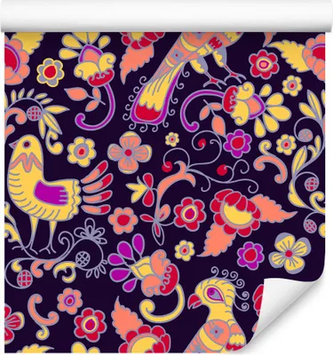 Produktbild von 10m VLIES TAPETE Rolle Blumen Flora Ornamente Vügel Pfauen Folklore XXL