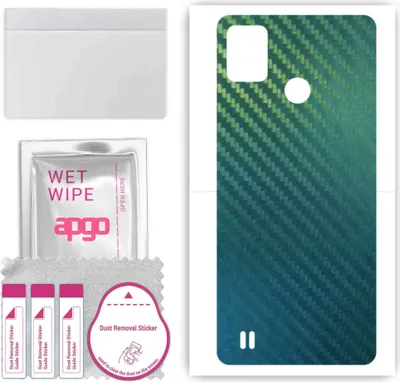 Produktbild von apgo Rückseite Schutzfolie, Skin, kompatibel mit Tecno Pop 4 Pro, Hinten Displayschutzfolie aus Vinylfolie, kratzfest, einfache Montage - Kohlenstoff-Chamäleon CAKA1