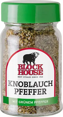 Produktbild von BLOCK HOUSE Grüner Knoblauch Pfeffer, 50g Glas