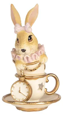 Imagen del producto de Clayre & Eef, figura decorativa de conejo, 8x8x14 cm, color beige, plástico