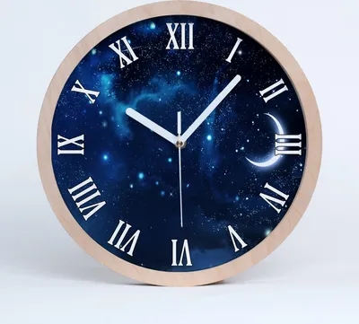 Produktbild von Holzuhr 20fi cm wanduhr - weiße Spitzen - sternenklarer Himmel