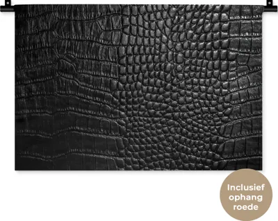 Produktbild von MuchoWow® Wandteppich Wandbehang Leder - Textur - Schwarz - Grau 60x40 cm Tapisserie Dekoration Wandtuch - Wanddekorationen