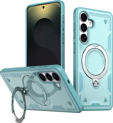 Produktbild von Dual Layer Hülle für Samsung Galaxy S26+ mit Ring Ständer Magnetisch Stoßfest Handyhülle Türkis