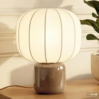 Produktbild von home24 Tischleuchte - 1-flammig - Baumwollstoff / Milchglas