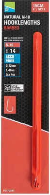Immagine prodotto di 8x PRESTON NATURAL N-10 6" 15 cm BARBED Terminale per pesca con il galleggiante Terminale per pesca con il feeder #18 / Ø 0,09 mm / 0,74 kg