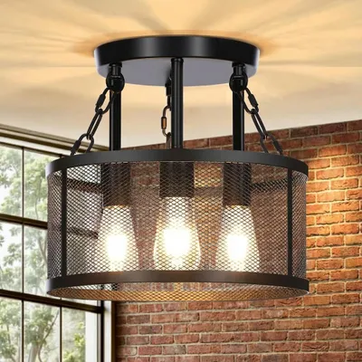 Produktbild von Deckenlampe Vintage Deckenleuchte mit LED-Birne E27 Ø32cm 3 Flammig Eisen Industrial Für Wohnzimmer Schlafzimmer Flur Restaurant Hotel Geschäft Cafe