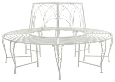 Obrázek produktu pro Stromová lavička 8-Počet míst Ø 160 x 89 cm Ocel Antická bílá