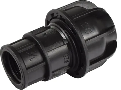 Produktbild von Agora-Tec®  PE-Fitting Kupplung 20 mm x 1/2 Zoll IG (18,7 mm) für PE-Rohr 20 mm SCHWARZ