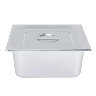 Produktbild von Edelstahl GN Behälter Set 4-teilig – 7L je Behälter mit Deckel, Catering Warmhaltebehälter, Gastronomie Hotelpfannen – Silber