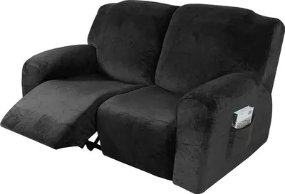 Obrázek produktu pro 6 kusů sametového strečového lehátka na pohovku Slipcovers Cover Chránič nábytku pro 2 místný gauč, černý