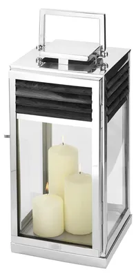 Produktbild von GENUA Laterne - H.51cm - schwarz/silber - Edelstahl /Teakholz - Deko
