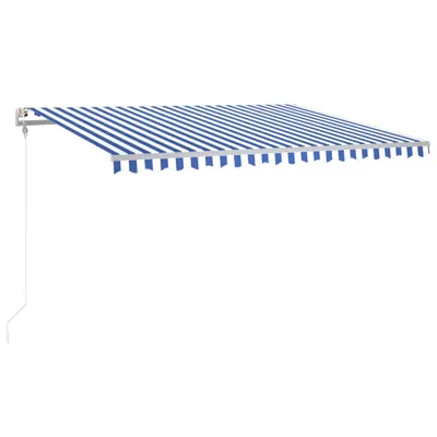 Zdjęcie produktu dla vidaXL Automatyczna markiza z diodami LED i czujnikiem wiatru 400x350 Niebiesko-biała