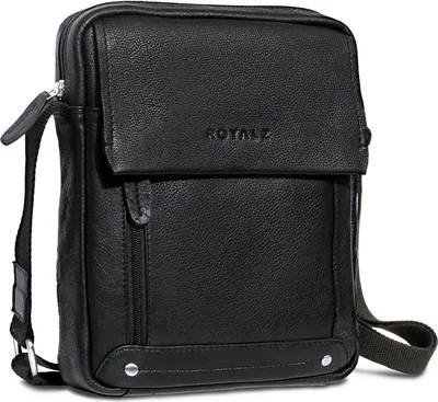 Produktbild von ROYALZ 'Idaho' Moderne Kleine Umhängetasche Herren Leder Männer Handtasche Vintage 10 Zoll Tablet leichte Ledertasche viele Fächer schmal Mini Messenger Bag