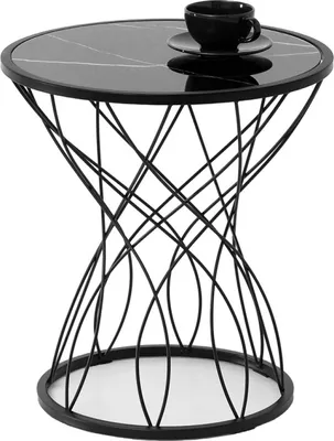 Zdjęcie produktu dla Designerski stolik kawowy ELIMAR 01 - czarny marmur / czarny