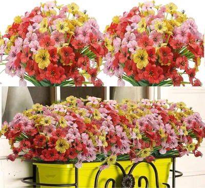 Image de Fleurs artificielles Extérieur Balcon Jardin Intempéries Résistant aux UV 12 bottes